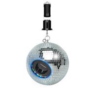 Boule à Facettes Argentée 40cm FXLab avec deux points de suspension - Mirroir Poli + Moteur à piles, Lumière OVNI