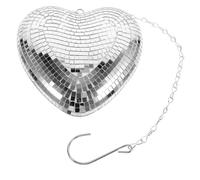 Boule à Facettes Cœur Suspendue Décorative en Miroir Argenté | Décor Léger Réfléchissant, Effet Lumineux pour Murs, Portes, Vases, Fêtes et Mariages