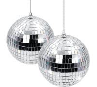 Boule À Facettes Disco 10 Cm ¿ Lot De 2 Boules Miroir Argentées À Suspendre, Déco Sapin De Noël, Mariage, Anniversaire, Fête & Soirée