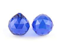 Boule à facettes en cristal K9 - Prisme en verre - Feng Shui - Pour arbre, mariage, fête, hôtel, décoration - Bleu foncé - 30 mm