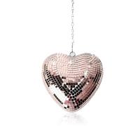 Boule à Facettes en Forme de Cœur, Boule à Miroir Réfléchissante, Décoration de Boule Disco avec Chaîne à Crochet pour Fête KTV Bar (Or Rose)