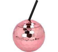 Boule à facettes Gobelet avec paille or rose 600 ml