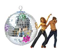 Boule à facettes - Grande boule disco extérieure de 20,3 cm - Boule à miroir réfléchissante avec anneau de suspension, décorations de fête disco pour bar, DJ, club, éclairage de scène