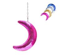 Boule à Facettes Lune à Suspendre avec Chaîne, Décoration Disco Réfléchissante pour Karaoké, DJ, Club, Anniversaire et Fête, Installation Facile
