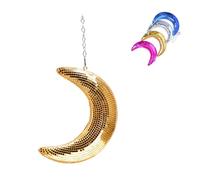 Boule à Facettes Lune à Suspendre avec Chaîne, Décoration Disco Réfléchissante pour Karaoké, DJ, Club, Anniversaire et Fête, Installation Facile