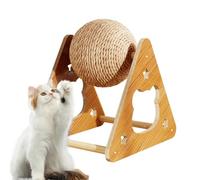 Boule à gratter, Jouet interactif grattoir | Roue d'exercice Polissage Ongles sisal Naturel Cadre Bois pour Petits sols