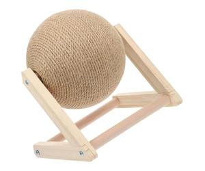 Boule à Gratter pour Chat en Bois, Griffoir Stable, Sisal Résistant | Base en Bois, Usage au Sol Intérieur, Aide à Protéger les Meubles, pour Chats Actifs Seuls