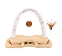 Boule à gratter pour chat, gratte-chat - Jouet en plumes de chat en forme d'arche en bois avec plateau tournant | Article interactif Stable pour chat, jouet de fiançailles pour animaux de compagnie, p
