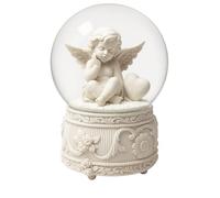 Boule à neige ange à piles 100 mm - Figurine d'ange blanc avec cœur - Lumière LED musicale - Décoration d'intérieur élégante, souvenir commémoratif, décoration de mariage et d'anniversaire JR5200