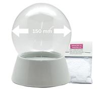 Boule à Neige Bastelset avec 1 x Neige | 150mm-Do-it-Yourself Boule à Neige avec Boule en Verre et Base en Porcelaine Blanc | pour boîte à Musique | DIY Boule à Neige | L : 150mm H : 180mm | 40036