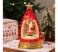 Boule à Neige, Boule a Neige de Noël, Sapin de Noël Boule a Neige, LED Boule à Neige, Lanterne Boule a Neige Lumière Paillettes du Père Noel, Piles Décoration de Noel Cadeaux (Rouge)