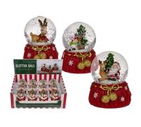 Boule à neige de Noël avec renne avec Père Noël à paillettes