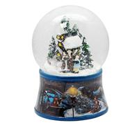 Boule à neige de Noël - Chanteur de Noël sur socle - Patineur sur pied - Bleu - Noël et hiver - Avec décoration musicale - 100 mm de large - Design en Allemagne - 20197