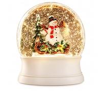 Boule à Neige de Noël, décoration Musicale Lumineuse à Globe d'eau | Scène de Père Noël en résine avec effet neige pailletée, 8 chansons de piano de Noël et alimentation(B)