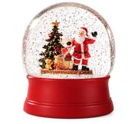 Boule à Neige de Noël, décoration Musicale Lumineuse à Globe d'eau | Scène de Père Noël en résine avec effet neige pailletée, 8 chansons de piano de Noël et alimentation(A)