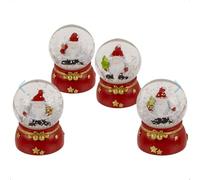Boule à Neige de Noël Décorative, Base Rouge avec Étoiles Dorées, Style Traditionnel pour Décoration Festive