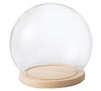 Boule à Neige de Noël en Verre Transparent de 15 cm avec Base en Bois, dôme d'affichage Transparent pour travaux manuels, décoration Table pour la Maison, Style 1