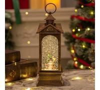 Boule à neige de Noël, lanterne éclairée, boîte à musique avec paillettes tourbillonnantes, scène de bonhomme de neige de Noël avec minuteur, pour filles, petites amies, femmes (grande maison)
