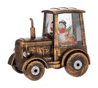 Boule à neige de tracteur de Noël - Décoration de Noël avec tracteur et paillettes - Boule de neige éclairée pour table, intérieur, maison, cheminée, étagère, bibliothèque, fêtes nocturnes festives