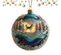 Boule à neige en acrylique 2D - Père Noël, loup, décoration d'intérieur | Pendentif plat à suspendre - Tableau décoratif de Noël pour fenêtre murale | Matériau, paquet