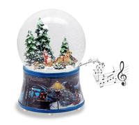 Boule à neige en forme de traîneau avec calèche - Sur socle - Paysage d'hiver nostalgique - Maisons de Noël et d'hiver - Avec boîte à musique - 100 mm de large - 20227