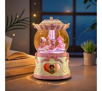Boule à neige en forme d'ours en peluche - Cadeau d'anniversaire pour filles, filles, sœurs, boîte à musique avec lumière de Noël pour femme, petite amie, maman, petite-fille joue le château dans le