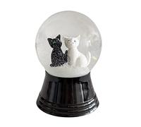 Boule à Neige en Verre véritable - Presque comme de la Vraie Neige - Motif : 2 Chats Blancs et Noirs - 4 cm