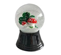 Boule à Neige en Verre véritable - Presque comme la Vraie Neige - Motif trèfle et Champignons 4 cm