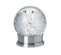 Boule à neige - Magnifique scène d'hiver composée d’un petit chien blanc et d’arbres.