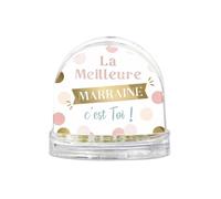 Boule à Neige Message Paillettes Dorées - MARRAINE