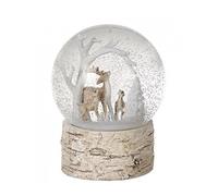 Boule à neige motif cerf de Noël - Scène d'hiver sur socle imitation bois