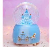 Boule à Neige Musicale Château Rotatif Boîte à Musique Illuminée Chute de Neige Automatique et Lumières Colorées Globe d'eau Ornement de Bureau Melody Artware Cadeau d'anniversaire