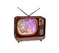 Boule à neige musicale de Noël vintage en forme de télévision, affichage de lumière LED, 8 mélodies contenues, plusieurs scènes disponibles, décoration de Noël rétro, design innovant (Père Noël +