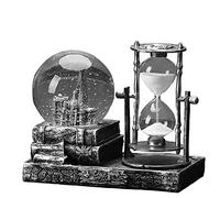 Boule à neige musicale LED avec sablier vintage château Paris Tour Eiffel Décoration d'intérieur pour salon, chambre à coucher, étagère, meuble TV, bureau, dessus de table, centres de table, ornements