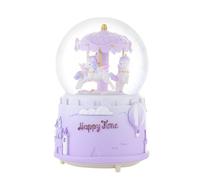 Boule à neige musicale pour filles avec boule de cristal Merry Go Around Boîte à musique rotative avec lumière LED colorée Mélodie Cadeau musical Artware Noël Nouvel An Anniversaire Décoration de