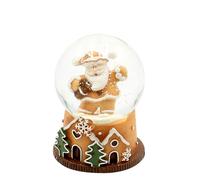Boule à Neige Père Noël sur Socle avec Accents de Pain d'épices, L/l/H/Ø de la Boule 4,8 x 4,8 x 6,5 cm, Ø 4,5 cm, Pain