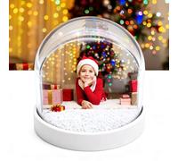 Boule à neige personnalisée avec cadre photo à paillettes (base blanche)
