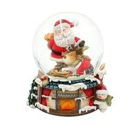 Boule à Neige Renne et Père Noël, sur Socle de cheminée, 8 x 7 x 8,8 x 8,8 cm, Ø 6,5 cm