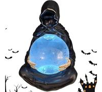 Boule à Neige Suriels et Chauve-Souris Flottante, Boule à Neige Death God's Cristal Ball, LED Grim Reaper Water Globe Halloween Decor, pour fête à la Maison (A)