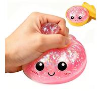 Boule à presser pour chignon avec boîte vapeur pour soulager le stress, boîte mystère à paillettes, boule de pâte à presser pour soulager le stress, cadeau de relaxation (rose pailleté)