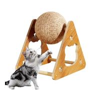 Boule à rayures pour chats - Interactive pour chats - Base en bois avec sisal naturel pour exercice des ongles, adaptée pour chatons, chiens, petite taille moyenne, dans un appartement