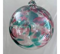 Boule à suspendre - Boule en verre de cristal soufflé à la bouche - Multicolore - Rouge et vert - Diamètre : environ 10 cm