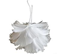 Boule à suspendre en mousse de 7 cm avec bordure en plumes pour sapin de Noël et décoration festive d'intérieur, compacte et facile à utiliser (blanc)