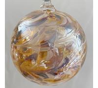 Boule à suspendre en verre soufflé à la bouche - Couleur : ambre beige - Avec effet métallique - Diamètre : env. 10 cm