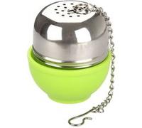 Fackelmann Infuseur à thé 49130 Boule ovale, support, acier inoxydable/ABS Vert/Argenté 4×4,5 cm