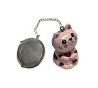 Boule à thé en inox avec une breloque en forme de Chaton rose