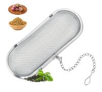 Boule à Thé Et Passoire à Epices En Acier Inoxydable, Outil RéUtilisable Pour Thé En Feuilles, Herbes Et éPices, IdéAl Pour La Cuisine Et La PréParation De Boissons Chaudes, ChaîNe Incluse, Argent