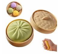 Boule Anti-Stress GéAnte MystèRe,Balle Sensorielle ColoréE,Boule DéCompression Presser en Forme Brioche CrèMe,Jouet Anti-AnxiéTé,avec BoîTe Vapeur,pour Adultes Et Enfants(Vert)