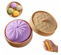 Boule Anti-Stress GéAnte MystèRe,Balle Sensorielle ColoréE,Boule DéCompression Presser en Forme Brioche CrèMe,Jouet Anti-AnxiéTé,avec BoîTe Vapeur,pour Adultes Et Enfants(Violet)