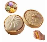 Boule Anti-Stress GéAnte MystèRe,Balle Sensorielle ColoréE,Boule DéCompression Presser en Forme Brioche CrèMe,Jouet Anti-AnxiéTé,avec BoîTe Vapeur,pour Adultes Et Enfants(Blanc)